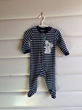 4/$25 Carters Striped Navy and White Kids One-Piece with Koala Applique